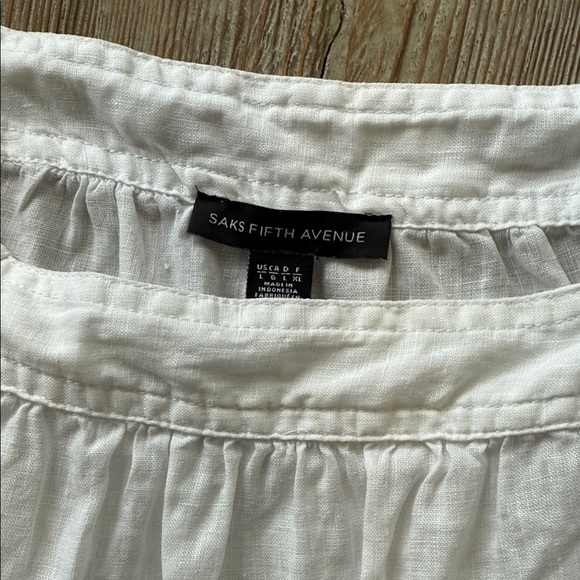 Saks Fifth Avenue White Puff Sleeve Women's Top - Picture 2 of 7